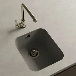 Cuve sous plan POALGI, GANDIA 192, Granit, Gris Ash, 38 cm, 1 bac bonde or