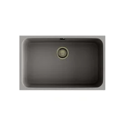 Cuve sous plan POALGI, GANDIA 195, Granit, Gris Ash, 74 cm, 1 bac bonde or