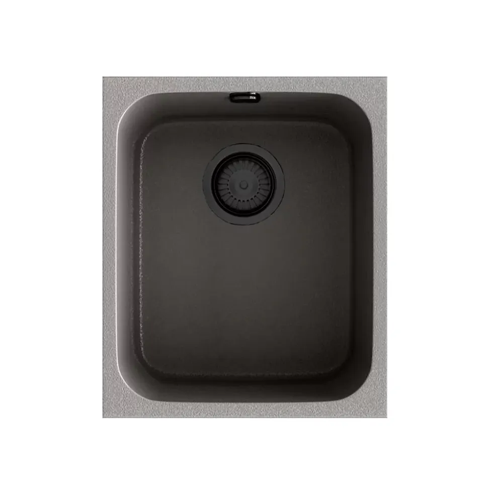 Cuve sous plan POALGI, GANDIA 192, Granit, Gris Ash, 38 cm, 1 bac bonde noire