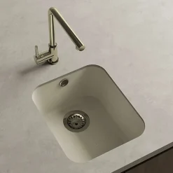 Cuve sous plan POALGI, GANDIA 192, Granit, Beige Pumice, 38 cm, 1 bac bonde or