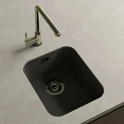 Cuve sous plan POALGI, GANDIA 192, Granit, Noir Basalt, 38 cm, 1 bac bonde or