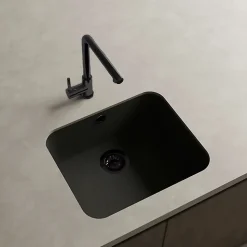 Cuve sous plan POALGI, GANDIA 194, Granit, Noir Basalt, 54 cm, 1 bac bonde noire