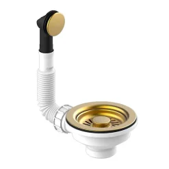 Cuve sous plan POALGI, GANDIA 193, Granit, Blanc Snow, 44 cm, 1 bac bonde or