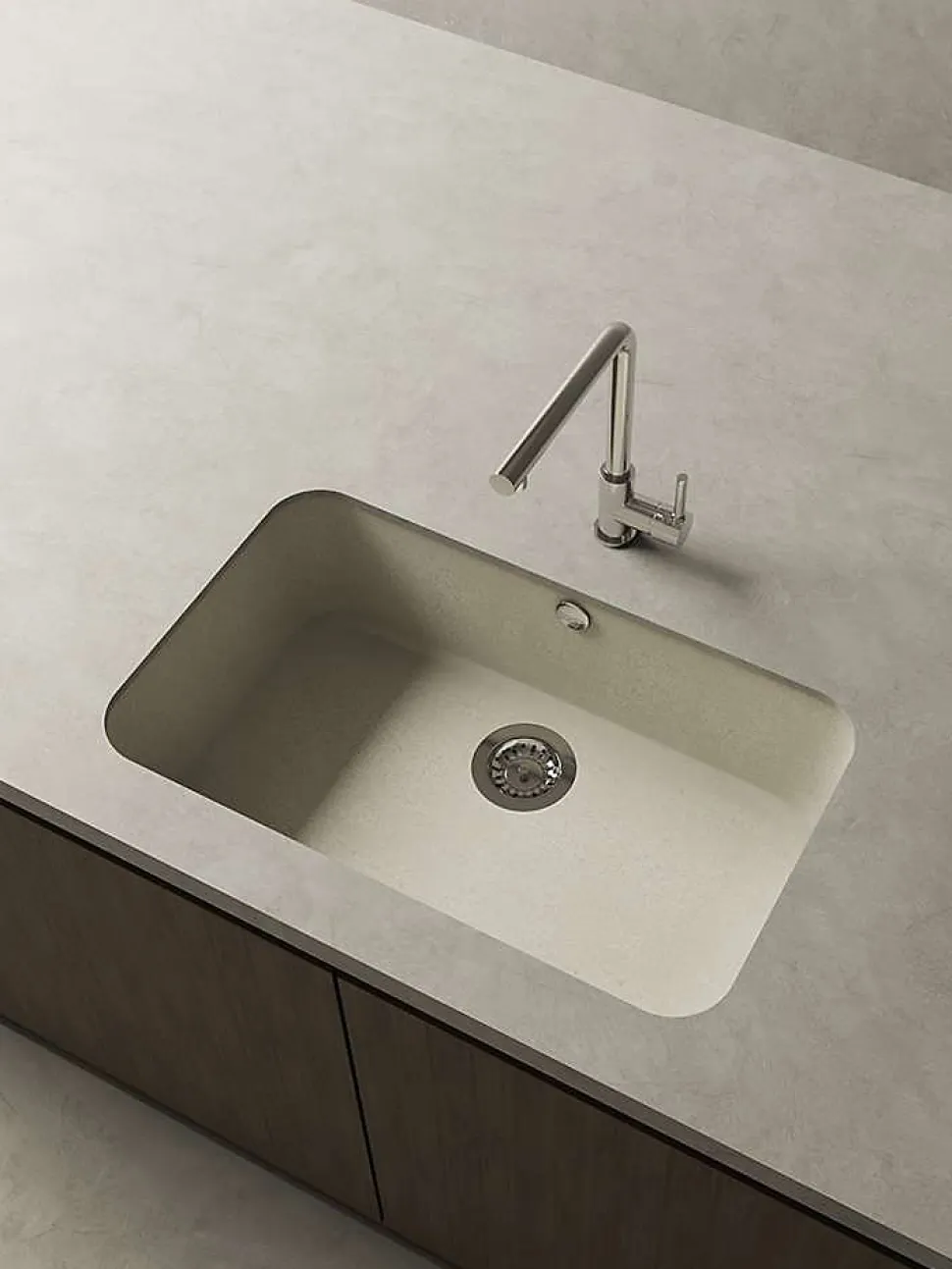 Cuve sous plan POALGI, GANDIA 195, Granit, Beige Pumice, 74 cm, 1 bac