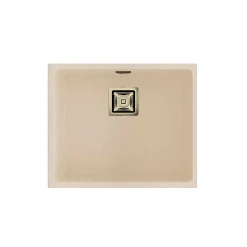 Cuve sous plan POALGI, GANDIA 194, Granit, Beige Pumice, 54 cm, 1 bac bonde or