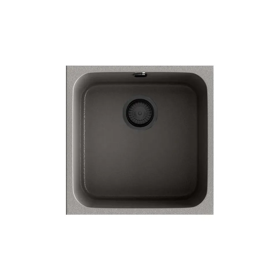 Cuve sous plan POALGI, GANDIA 193, Granit, Gris Ash, 44 cm, 1 bac bonde noire