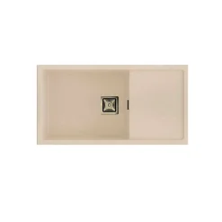 Cuve sous plan POALGI, ZIE 185, Granit, Beige Pumice, 85 cm, 1 bac et 1 égouttoir bonde or