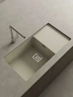 Cuve sous plan POALGI, ZIE 185, Granit, Beige Pumice, 85 cm, 1 bac et 1 égouttoir