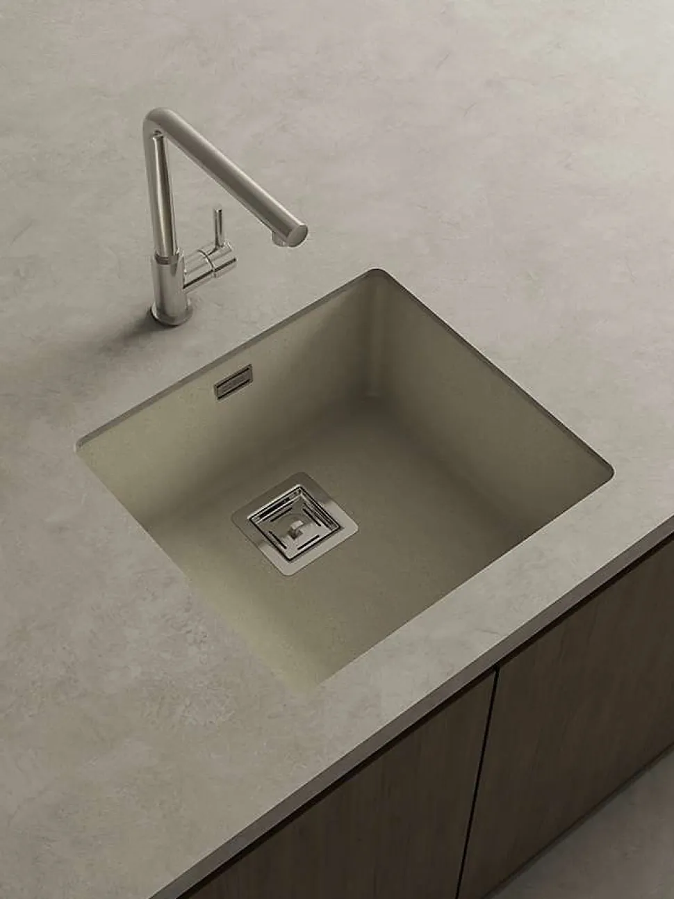 Cuve sous plan POALGI, ZIE 181, Granit, Beige Pumice, 50 cm, 1 bac