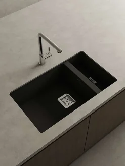 Cuve sous plan POALGI, ZIE 183, Granit, Noir Basalt, 75 cm, 2 bacs