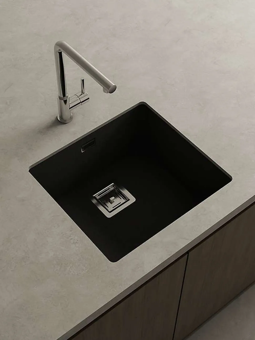 Cuve sous plan POALGI, ZIE 181, Granit, Noir Basalt, 50 cm, 1 bac