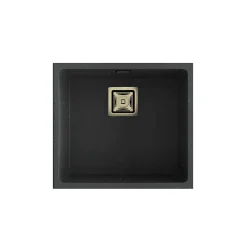 Cuve sous plan POALGI, ZIE 181, Granit, Noir Basalt, 50 cm, 1 bac bonde or