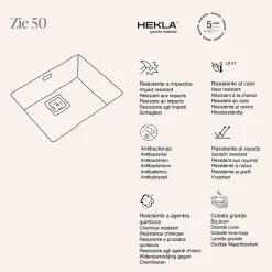 Cuve sous plan POALGI, ZIE 186, Granit, Gris Ash, 55 cm, 1 bac
