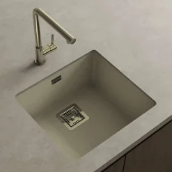 Cuve sous plan POALGI, ZIE 181, Granit, Beige Pumice, 50 cm, 1 bac bonde or