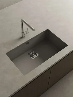 Cuve sous plan POALGI, ZIE 187, Granit, Gris Ash, 75 cm, 1 bac