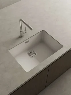 Cuve sous plan POALGI, ZIE 182, Granit, Blanc Snow, 65 cm, 1 bac