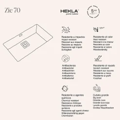 Cuve sous plan POALGI, ZIE 187, Granit, Beige Pumice, 75 cm, 1 bac