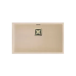 Cuve sous plan POALGI, ZIE 187, Granit, Beige Pumice, 75 cm, 1 bac bonde or