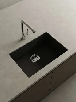 Cuve sous plan POALGI, ZIE 182, Granit, Noir Basalt, 65 cm, 1 bac