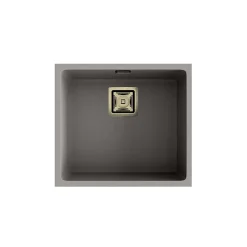 Cuve sous plan POALGI, ZIE 181, Granit, Gris Ash, 50 cm, 1 bac bonde or