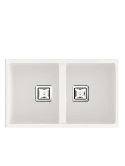 Cuve sous plan POALGI, ZIE 184, Granit, Blanc Snow, 75 cm, 2 bacs