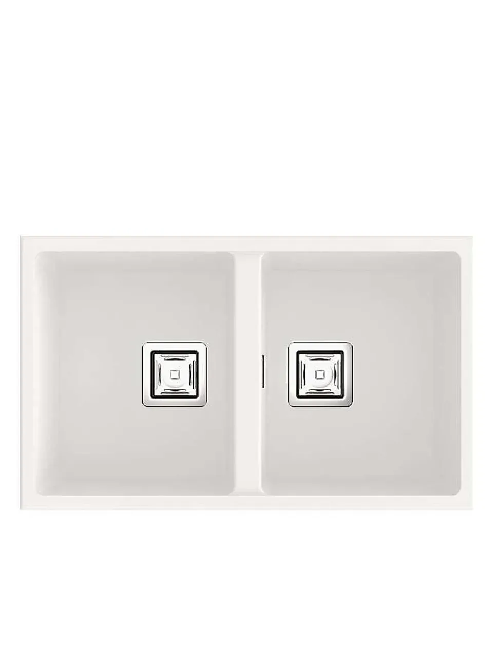 Cuve sous plan POALGI, ZIE 184, Granit, Blanc Snow, 75 cm, 2 bacs