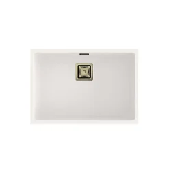 Cuve sous plan POALGI, ZIE 182, Granit, Blanc Snow, 65 cm, 1 bac bonde or