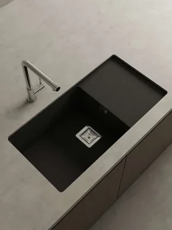 Cuve sous plan POALGI, ZIE 185, Granit, Noir Basalt, 85 cm, 1 bac et 1 égouttoir