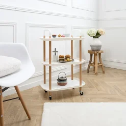 Desserte - Home Deco Factory - Kaleo - élégante - Blanche - H81 X L56 X P35,5 Cm