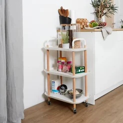 Desserte - Home Deco Factory - Kaleo - élégante - Blanche - H81 X L56 X P35,5 Cm