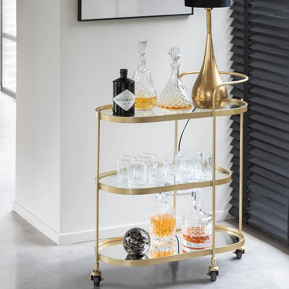 Desserte 3 Niveaux Design "Leanor" 84cm Or