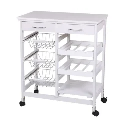 Desserte à roulettes avec 2 tiroirs ert de multiples rangements