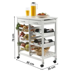 Desserte à roulettes avec 2 tiroirs ert de multiples rangements