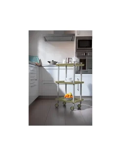 Desserte à roulettes, desserte de service Leky, métallique, 3 niveaux. Gris