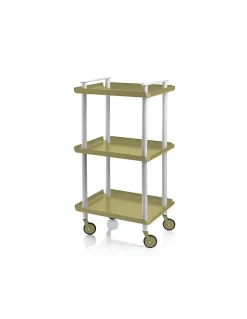 Desserte à roulettes, desserte de service Leky, métallique, 3 niveaux. Gris