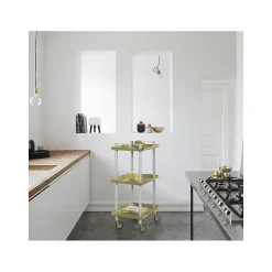 Desserte à roulettes, desserte de service Leky, métallique, 3 niveaux. Gris