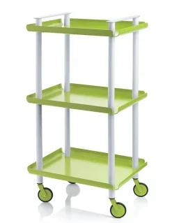 Desserte à roulettes, desserte de service Leky, métallique, 3 niveaux. Gris