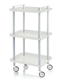 Desserte à roulettes, desserte de service Leky, métallique, 3 niveaux. Gris