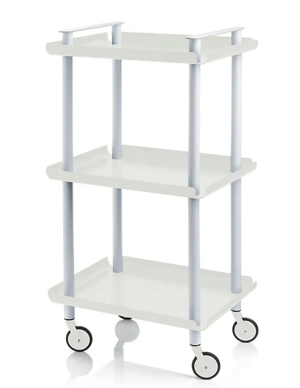 Desserte à roulettes, desserte de service Leky, métallique, 3 niveaux. Gris