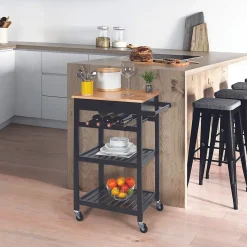 Desserte à roulettes en bois 40x61x84.5 cm