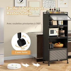 Desserte à Roulettes Pliable Chariot Roulant 3 Niveaux avec Poignée Pratique pour Garage Cuisine Maison Noir