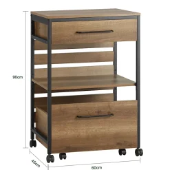 Desserte Cuisine Roulante,Meuble Rangement Roulettes,2 Tiroirs, Noyer naturel,FKW118-PF SoBuy