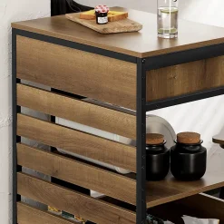 Desserte Cuisine Roulante,Meuble Rangement Roulettes,2 Tiroirs, Noyer naturel,FKW118-PF SoBuy