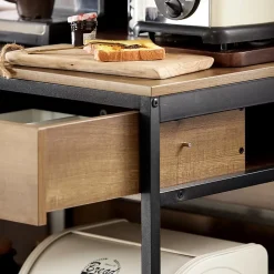 Desserte Cuisine Roulante,Meuble Rangement Roulettes,2 Tiroirs, Noyer naturel,FKW118-PF SoBuy