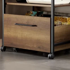 Desserte Cuisine Roulante,Meuble Rangement Roulettes,2 Tiroirs, Noyer naturel,FKW118-PF SoBuy