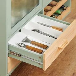 Desserte Cuisine Roulettes, Îlot Buffet,2 Portes,2 Tiroirs, Porte-Bouteilles, FKW114-GR SoBuy