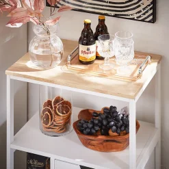 Desserte Cuisine Roulettes,Îlot Buffet,2 Tiroirs,3 Etagères,Support Épices,FKW111-WN SoBuy