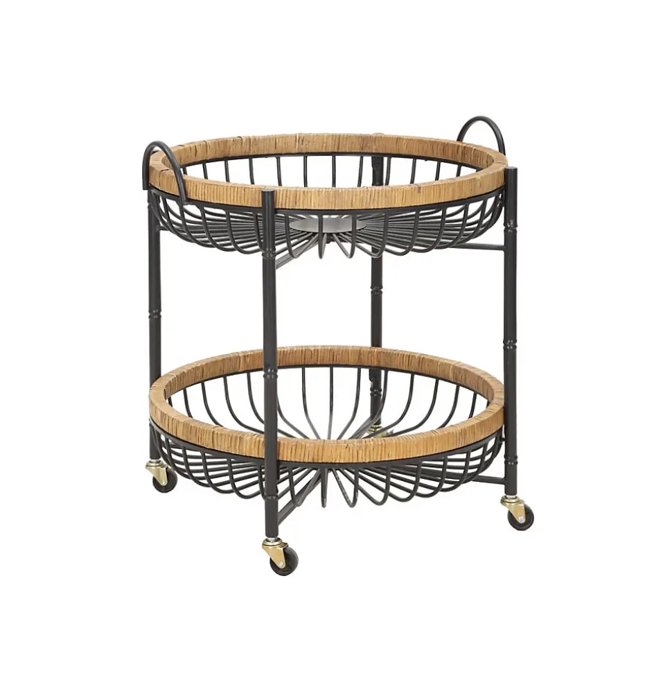 Desserte de Cuisine à Roulettes "Cebu" 62cm Noir & Naturel