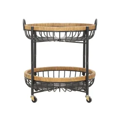 Desserte de Cuisine à Roulettes "Cebu" 62cm Noir & Naturel