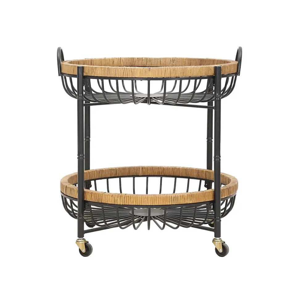 Desserte de Cuisine à Roulettes "Cebu" 62cm Noir & Naturel